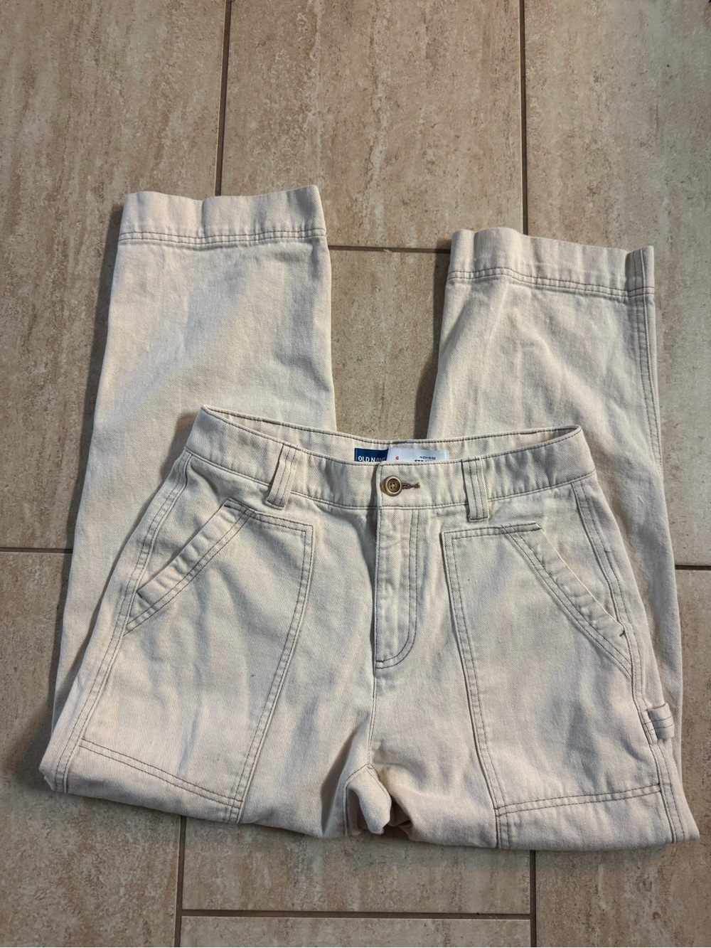 Old Navy Size 6 High-Rise Straight Cream Pants